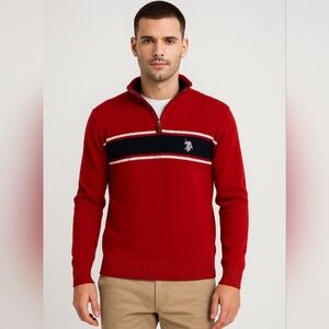 U.S. Polo Assn. Men's Red Zip-Up Sweater